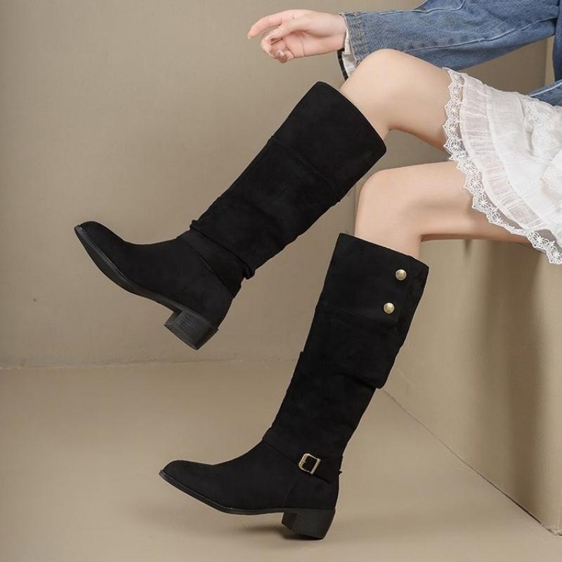 Vintage Fashion Online - Botas Altas de Ante para Mujer,