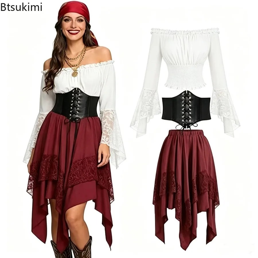 Vintage Fashion Dresses - Falda Asimétrica de Estilo Renacentista para