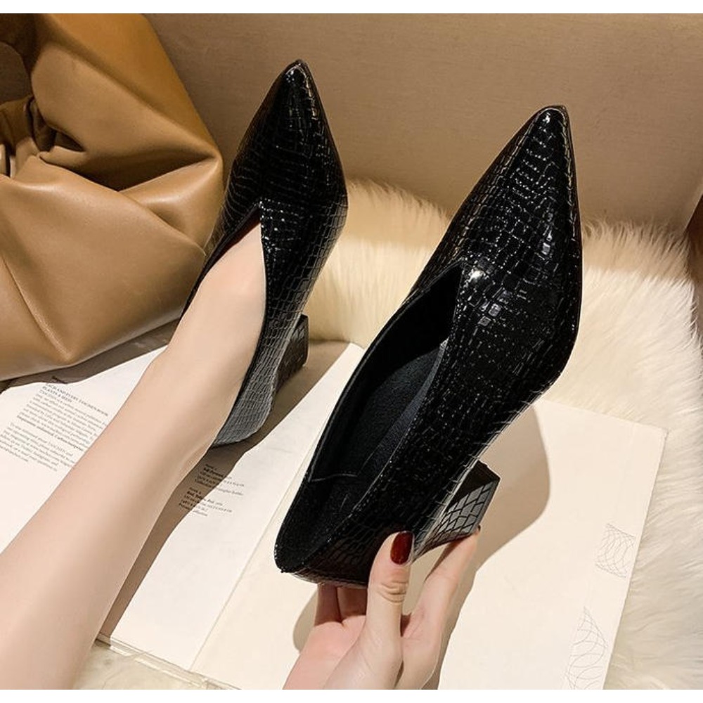 Zapatos de tacón grueso con pu - Vintage Fashion Dresses reseña y precio